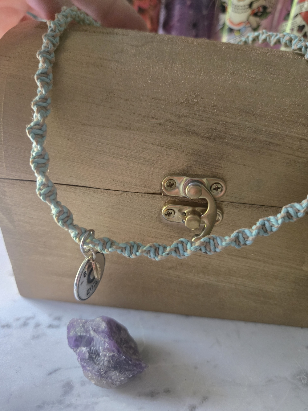 Handwoven Aqua Blue Oxygen Charm Bracelet - Unbranded - Picture 3 of 4